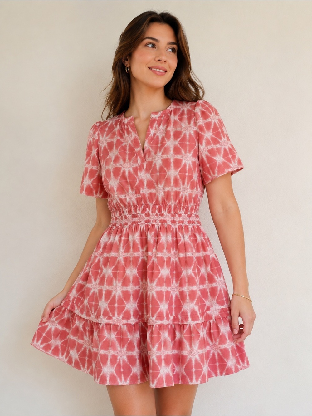 Kate & Sam Flutter Sleeve V Neck Sundress Tie-Dye Mini Dress XL